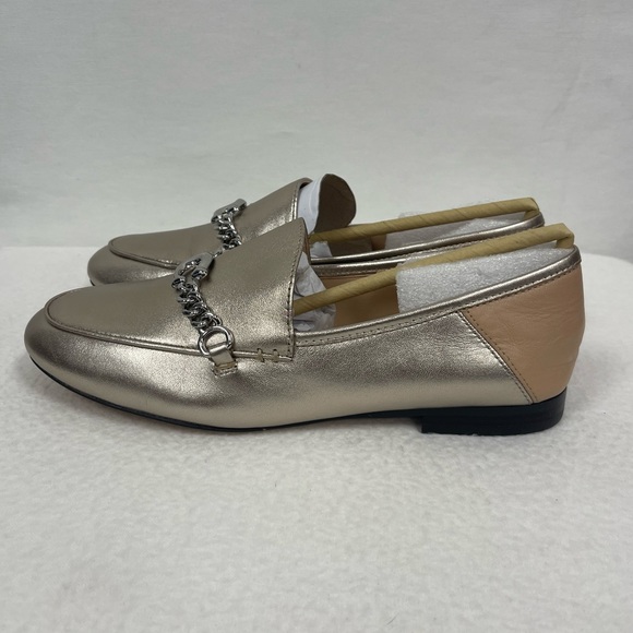 Coach Loafers Helena C-Chain Metallic Leather Champagne Pink Women's Size 7 - Picture 2 of 9